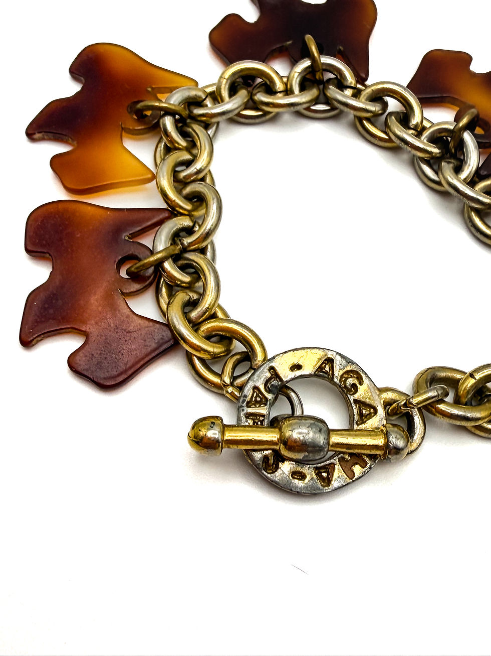 Thumbnail: Vintage Agatha Paris Lucite Scottie / Scottish Terrier Gold Tone Chain Bracelet