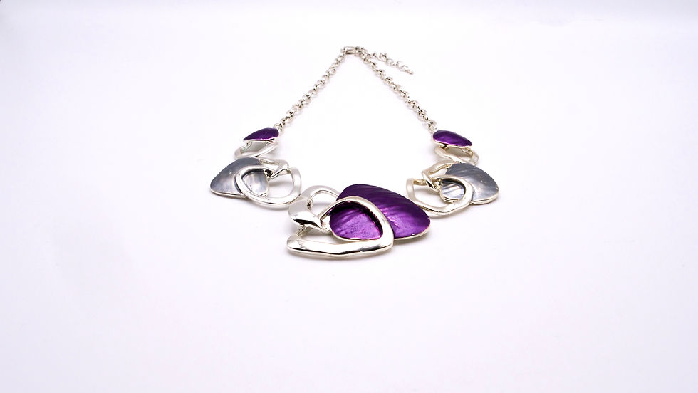Silver Tone Necklace with Purple Accents