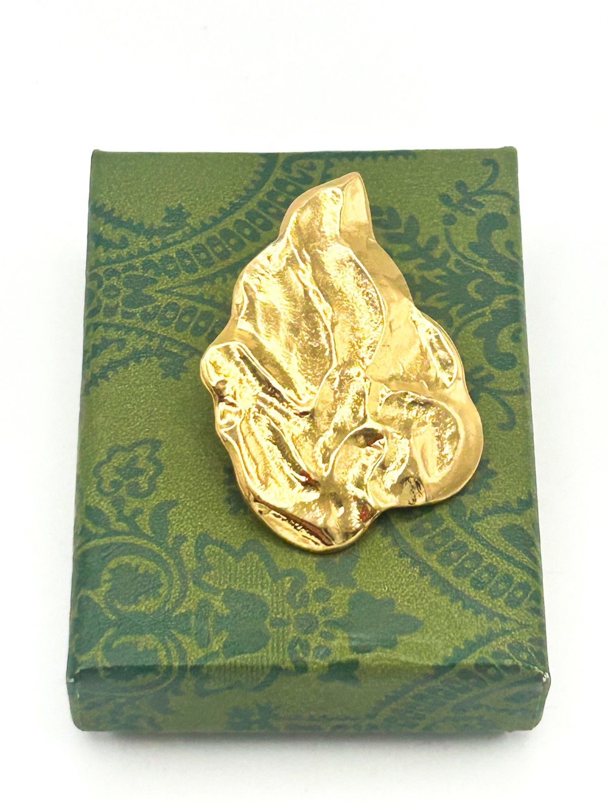 Vintage YSL Yves St. Laurent Robert Goosens Golden Flame / Leaf Pin Gold Plated