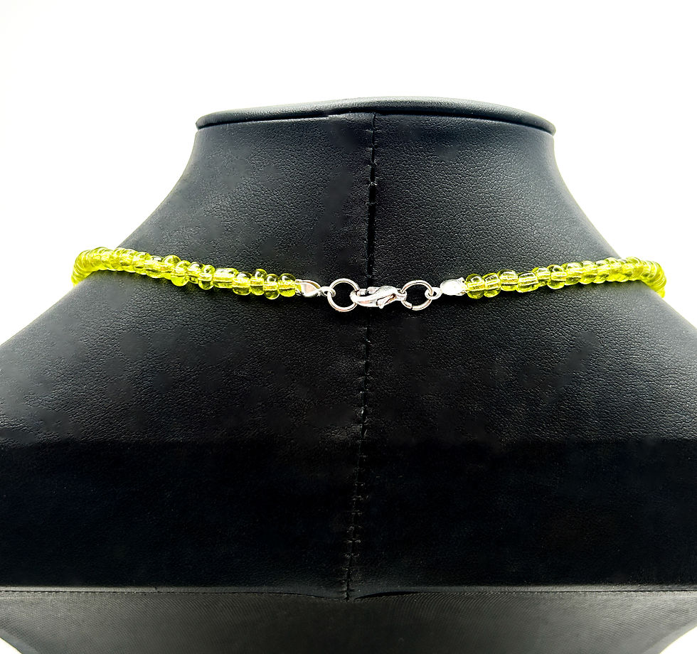 Thumbnail: Lime Green Glass Beaded Necklace with Enamel Flower Pendant