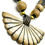Thumbnail: Vintage Carved Wood Beaded Necklace with Ribbed Fan Pendant