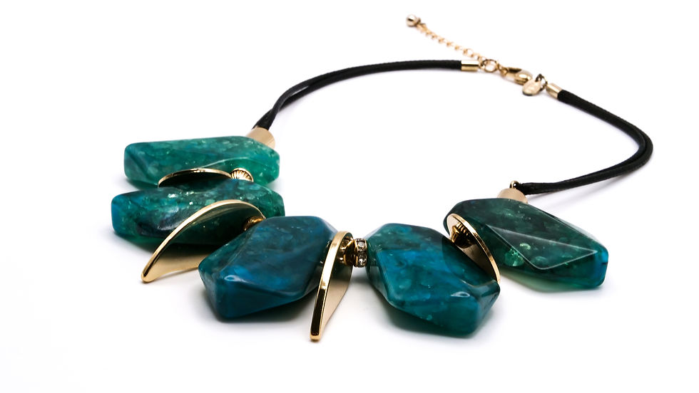 Green Turquoise & Gold Disc Statement Necklace by M&S