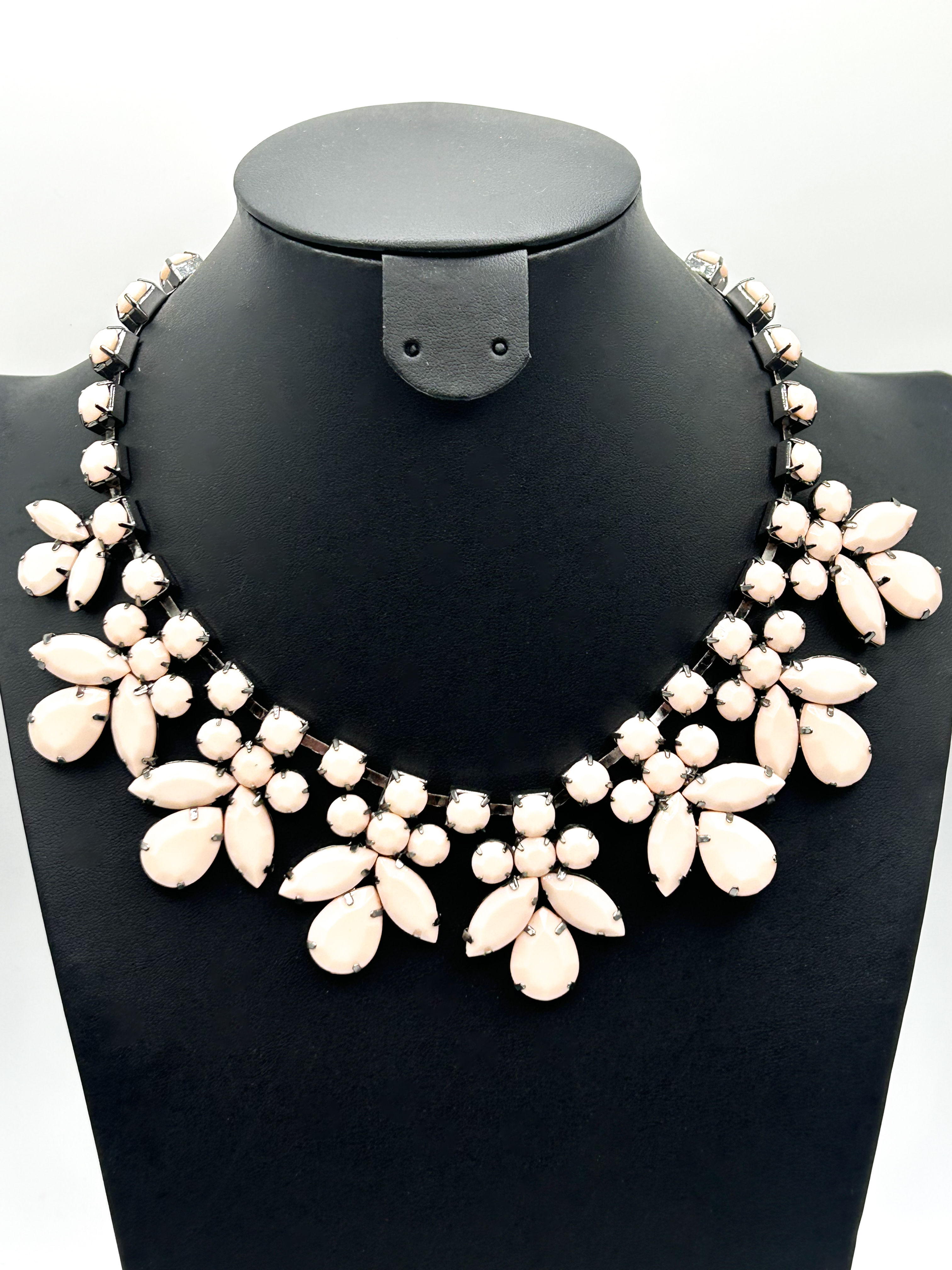 Art Deco Style Pastel Pink Statement Necklace Costume Jewellery