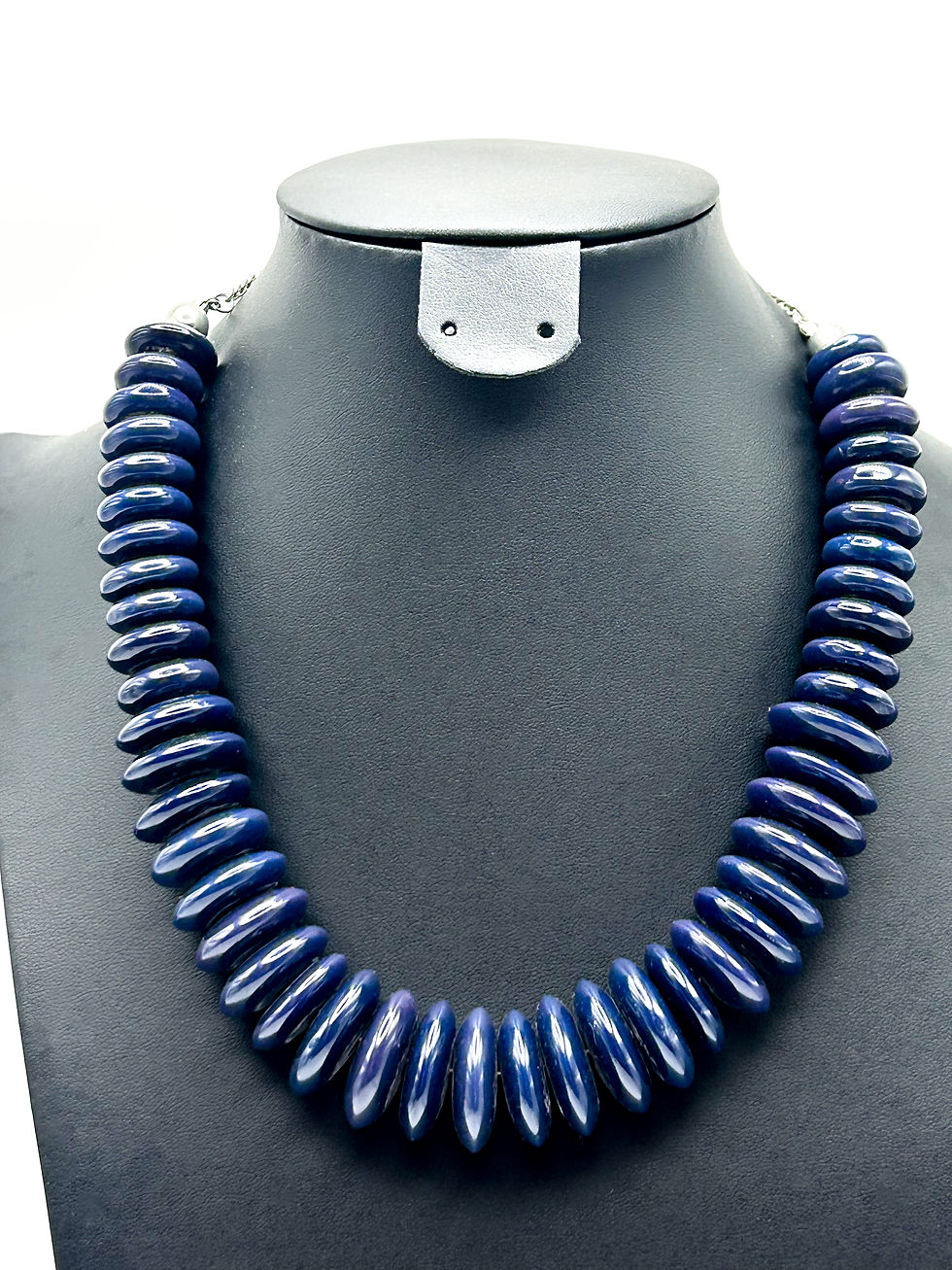 Midnight Blue Acrylic Disc Beaded Necklace