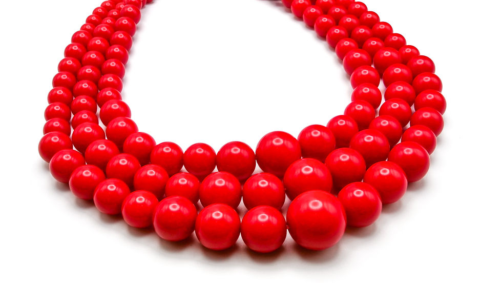 Bold Red Triple-Strand Beaded Necklace