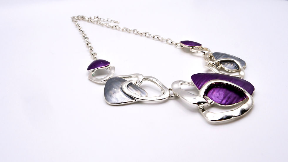 Thumbnail: Silver Tone Necklace with Purple Accents