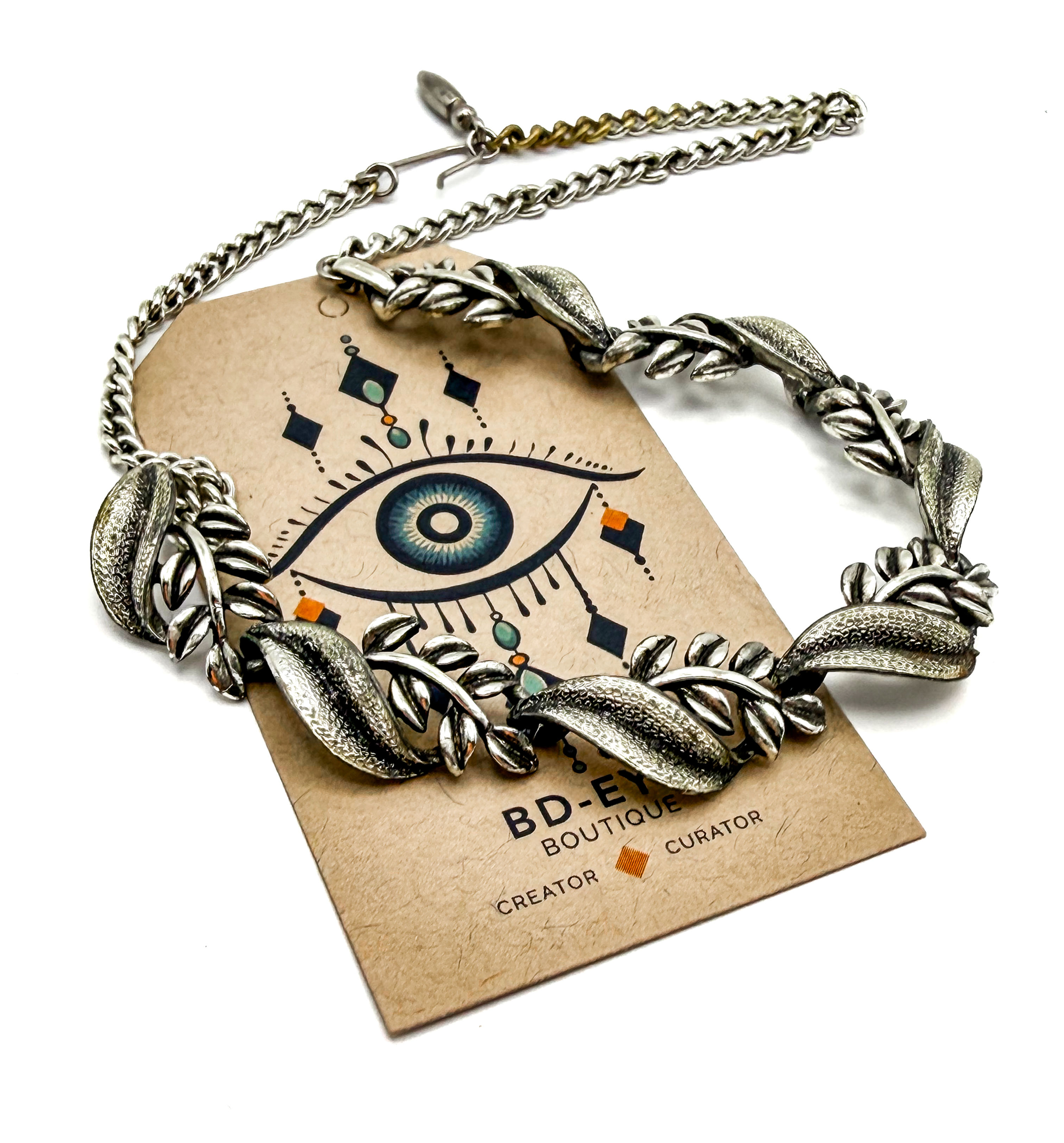 1950s Vintage Coro Art Nouveau style Sweeping Leaf Choker Necklace