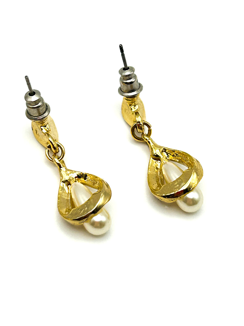 Thumbnail: Vintage Gold Tone Faux Pearl Dangle Earring Trio - MONET, M&S