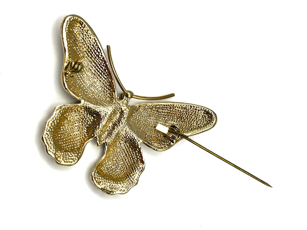 Thumbnail: Vintage Butterfly Brooch Duo - Enamel & Rhinestone