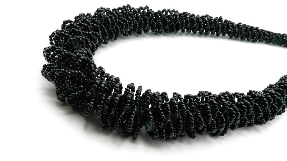 Vintage Black Seed Bead Loop Necklace