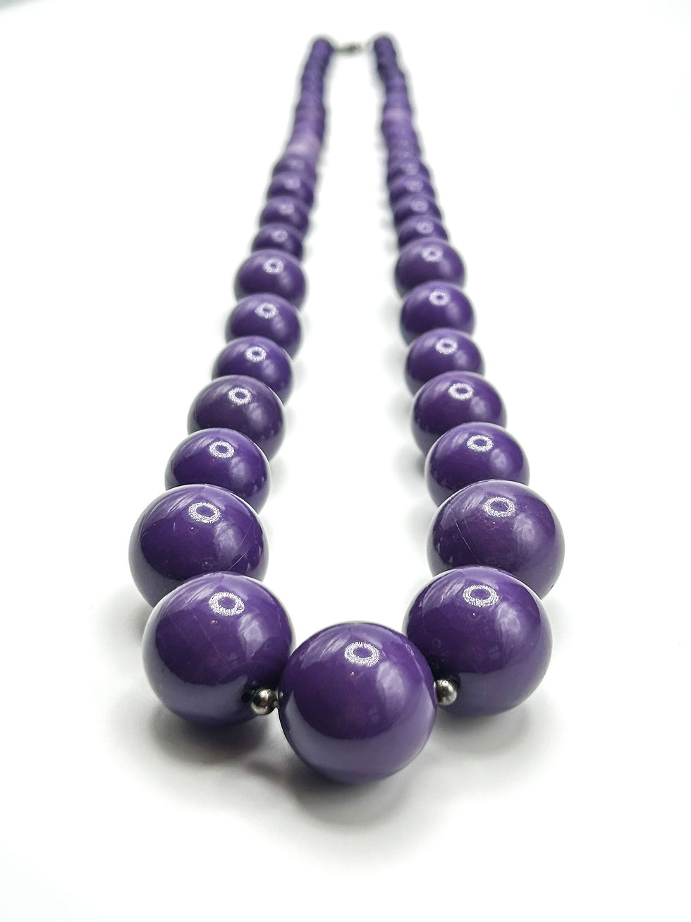 Thumbnail: Graduated Purple Acrylic Beaded Necklace