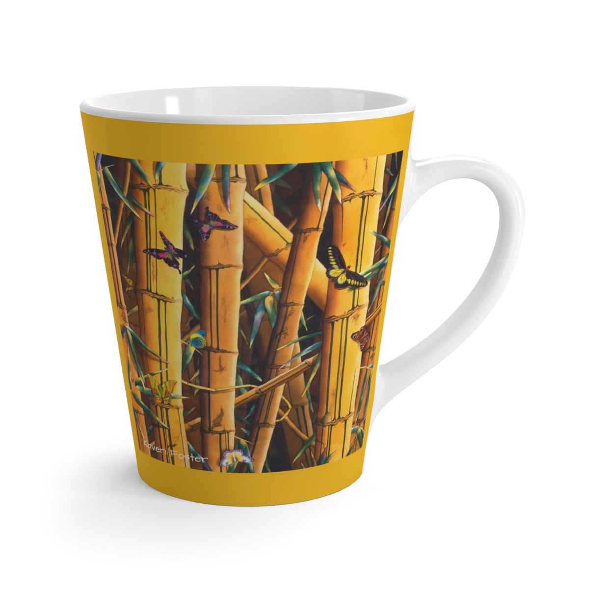 Latte Mug :: 12 oz :: Butterflies + Bamboo