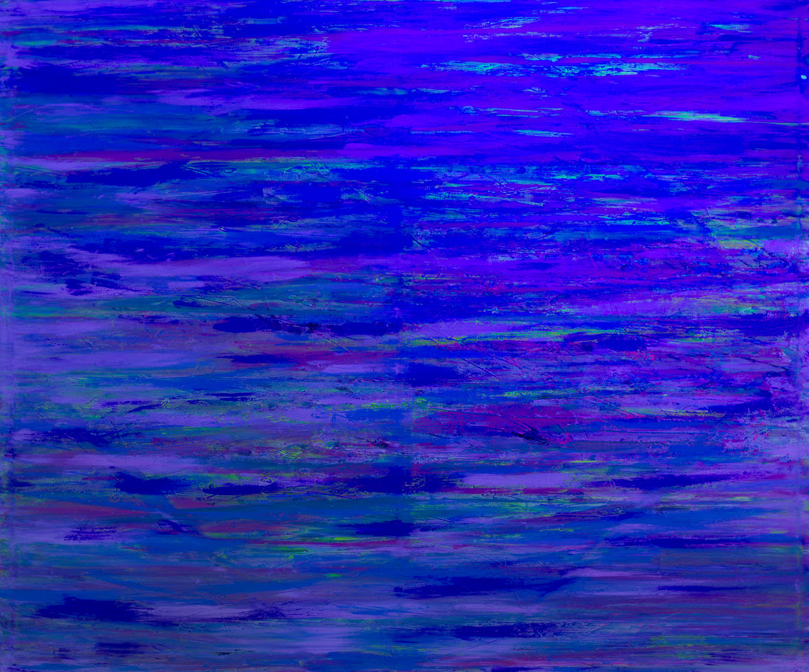 Color Abstract. Blue, White, Purple and Pink Strokes by painter Jared Ryan Shaw under Black light