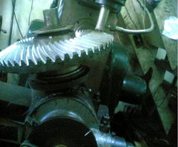 Side View of Spiral Gear Making
