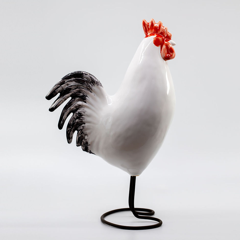 Thumbnail: JEHN CERAMIKA Handmade Big White Rooster (45cm tall)