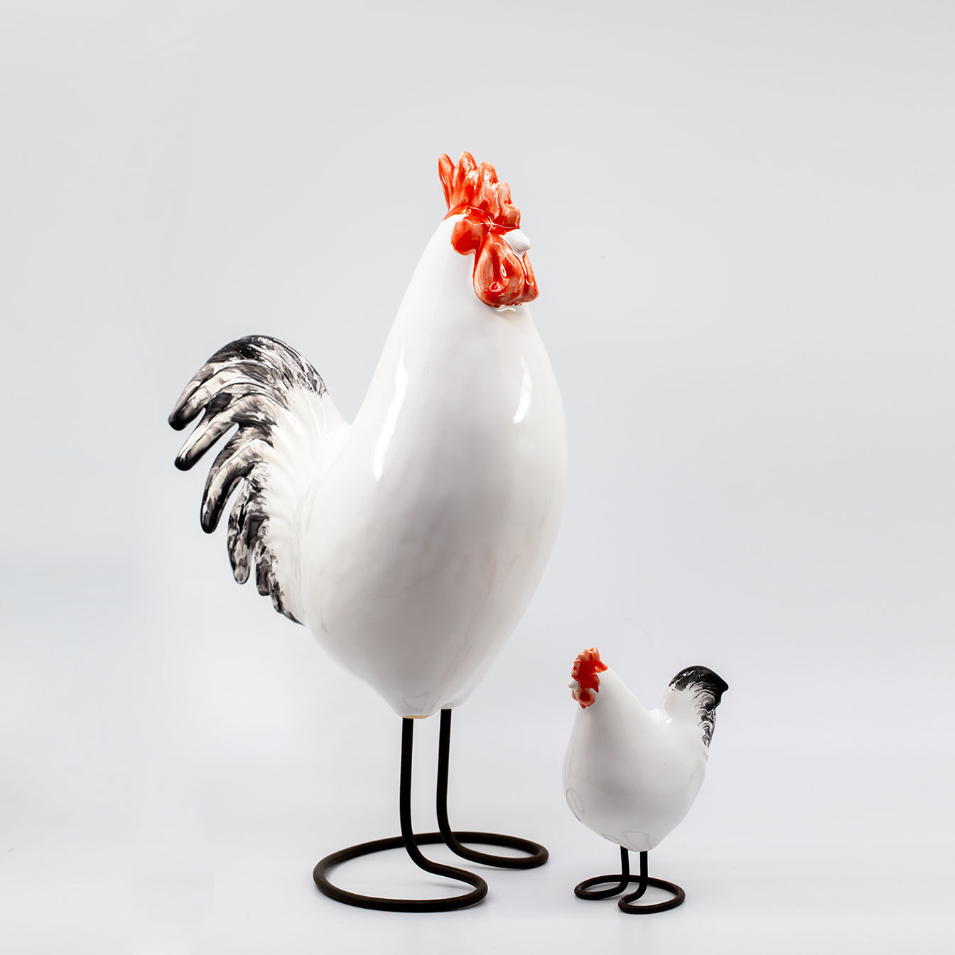 JEHN CERAMIKA Handmade Big White Rooster (45cm tall)