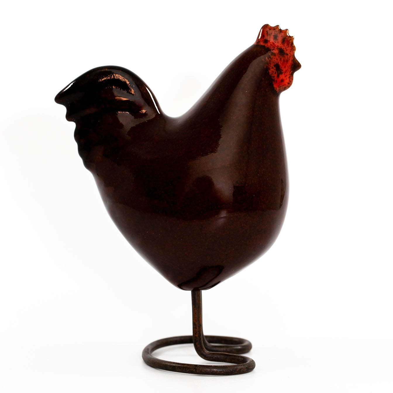 JEHN CERAMIKA Handmade Brown Rooster (14cm tall)