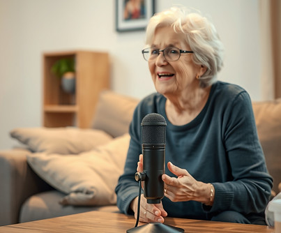 Soft lighting. A photo of a happy older