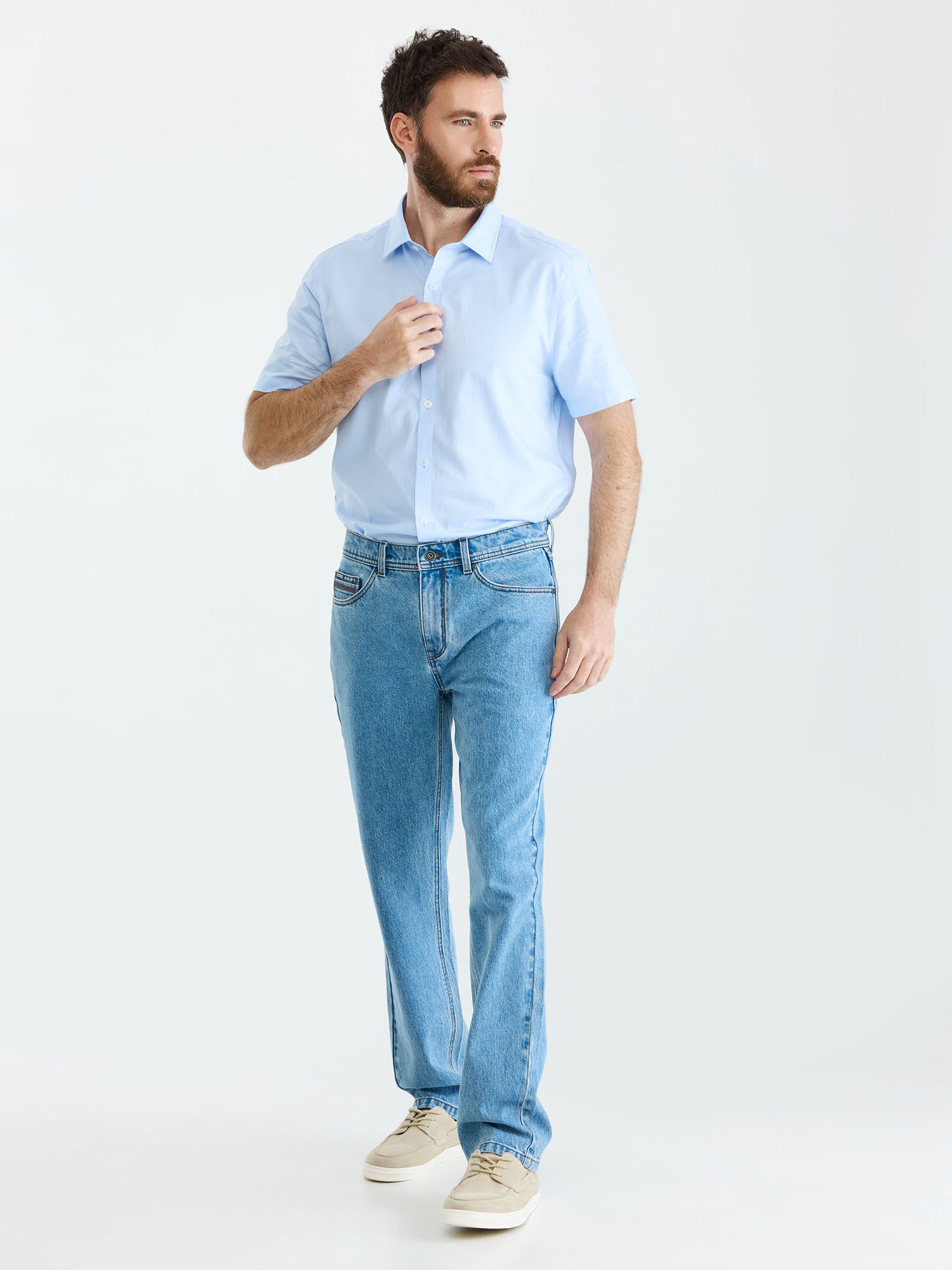 MAX MORETTI מכנסי ג'ינס פרומו בגזרת סטרייט