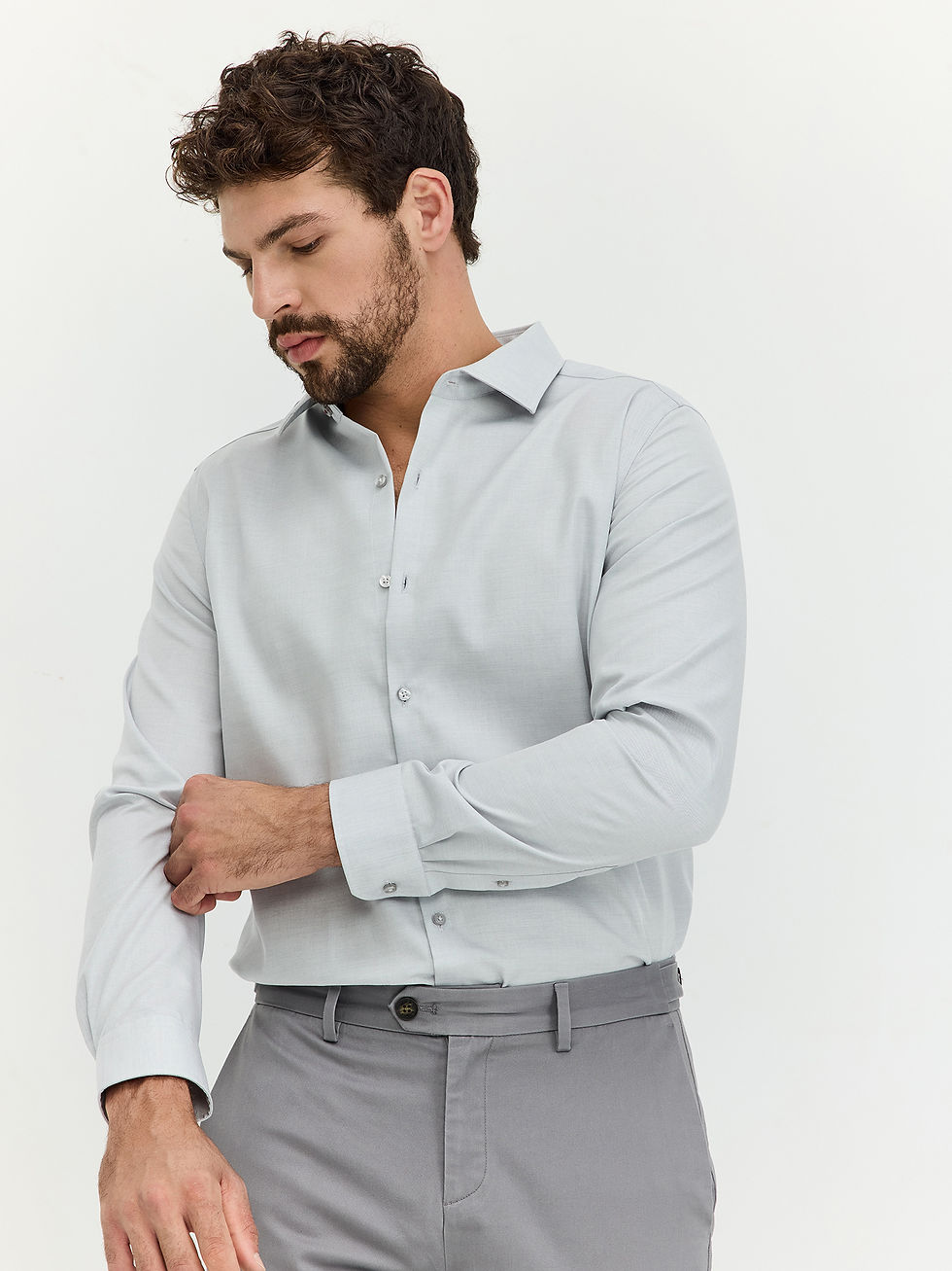תמונה ממוזערת: HECHTER PARIS חולצה מכופתרת NON IRON סוליד סלים פיט