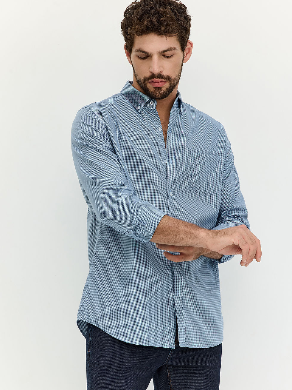 תמונה ממוזערת: HECHTER PARIS חולצה מכופתרת NON IRON טקסטורה רגולר פיט עם כיס