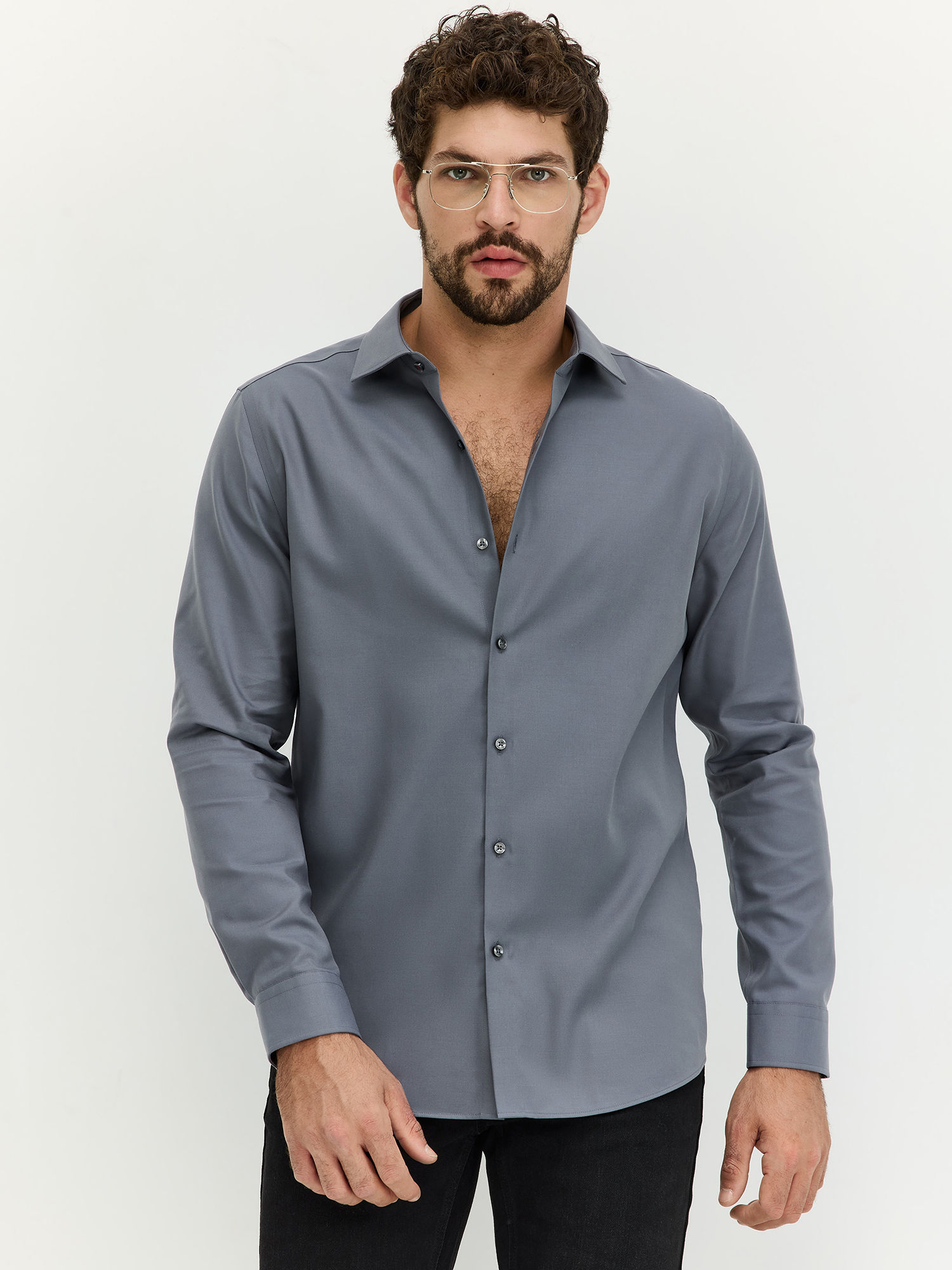 HECHTER PARIS חולצה מכופתרת NON IRON סוליד סלים פיט