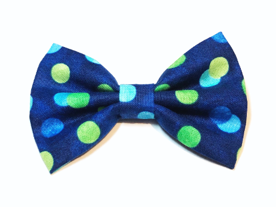 Colourful Spots on Blue Pet Bow Tie / Cat Bow Tie/ Dog Bow Tie / Hai