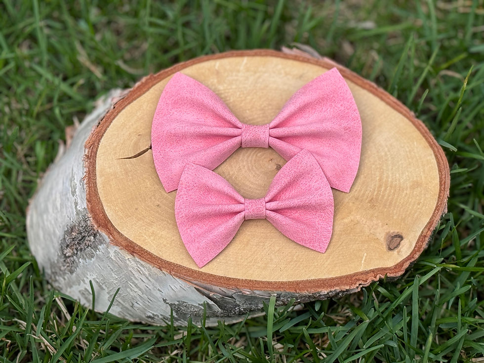 Pink Faux Leather Pet Bow Tie / Cat Bow Tie/ Dog Bow Tie / Hair Bo