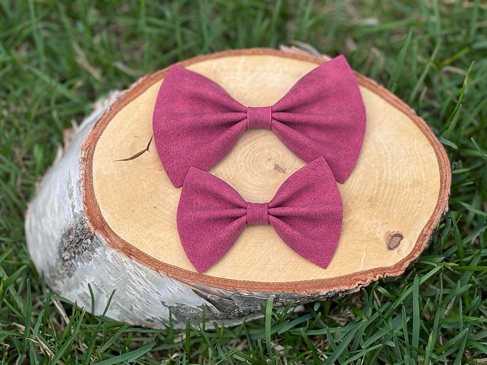 Red Faux Leather Pet Bow Tie / Cat Bow Tie/ Dog Bow Tie / Hair Bo