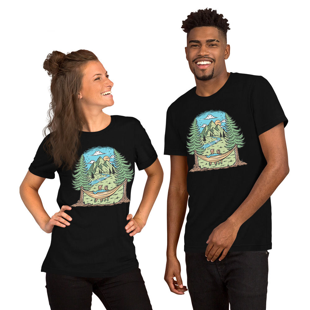 People in Nature on a Hammock Bella + Canvas unisex t-shirt - Dark Colour