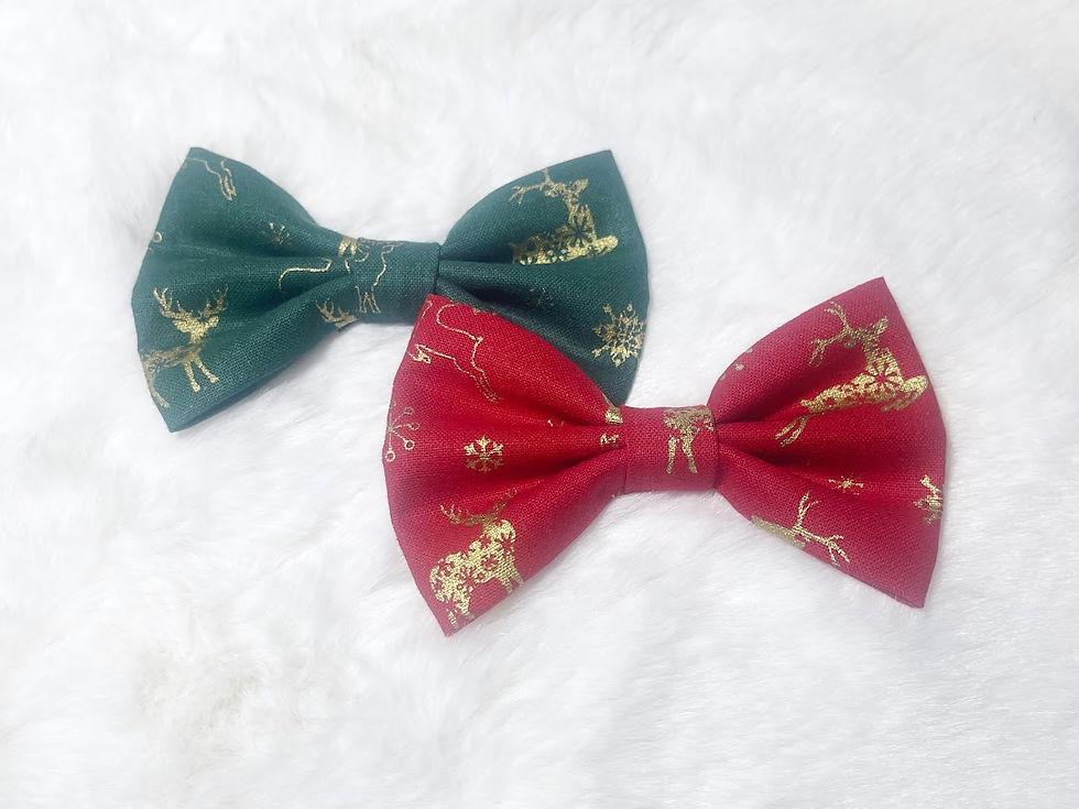 Golden Reindeers Pet Bow Tie / Cat Bow Tie/ Dog Bow Tie / Hair Bow