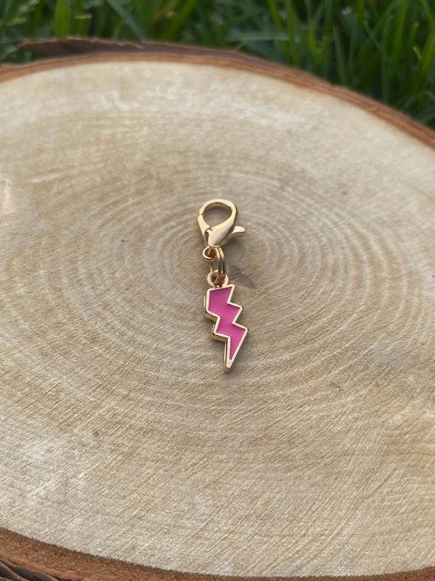 Pink Lightning Collar Charm