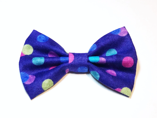 Colourful Spots on Purple Pet Bow Tie / Cat Bow Tie/ Dog Bow Tie / Hai