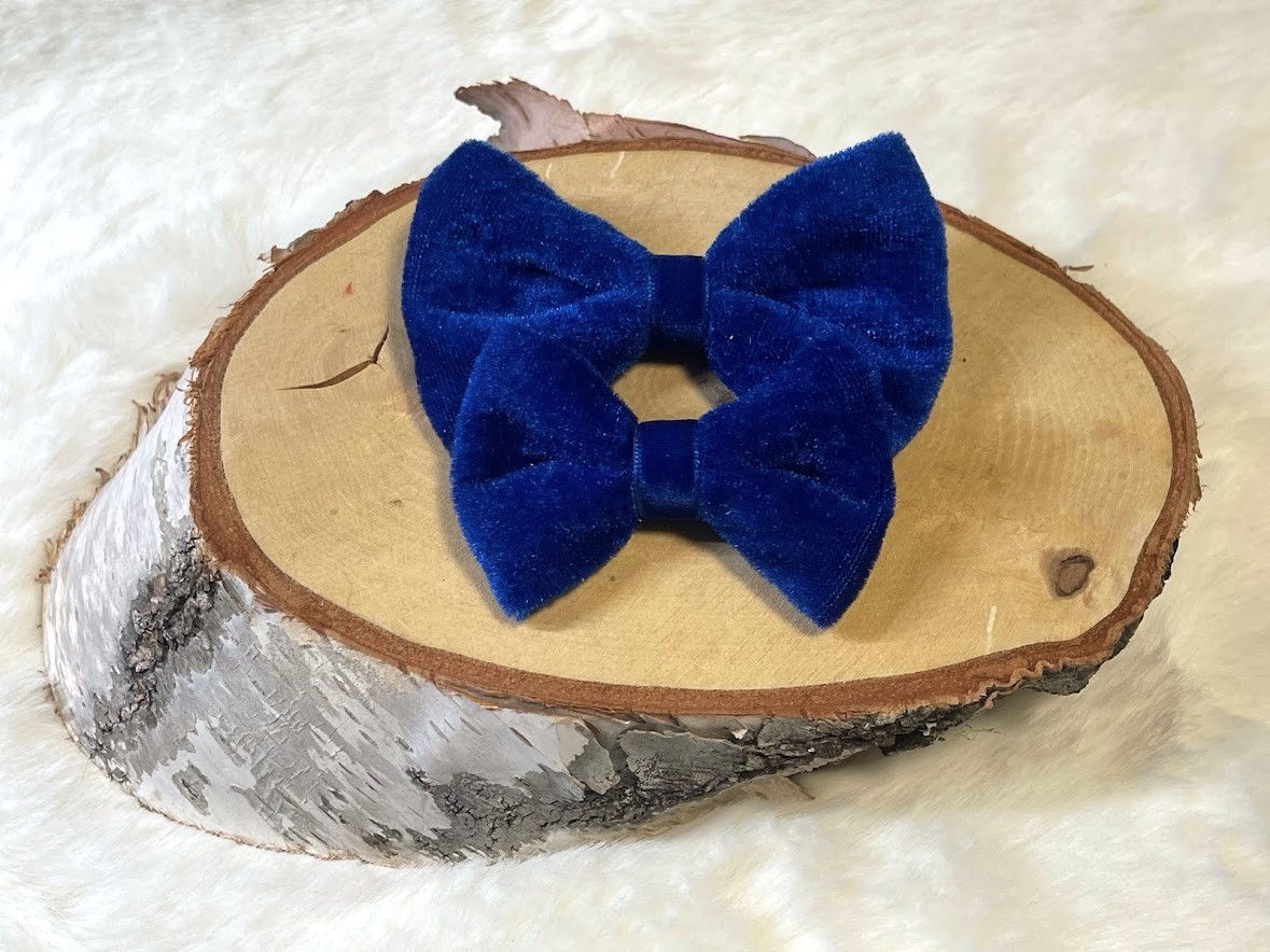 Blue Velvet Bow Tie / Cat Bow Tie/ Dog Bow Tie / Hair Bow