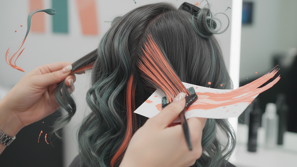 Close-up view of a stylist applying balayage highlights to hair