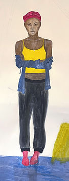 Costume drawing in pencil, acrylic and pastel.