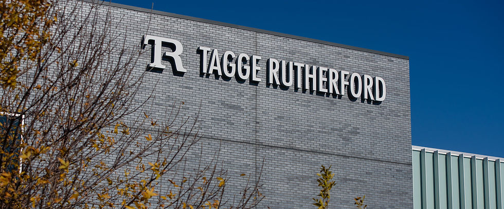 Tagge Rutherford building exterior with logo and signage