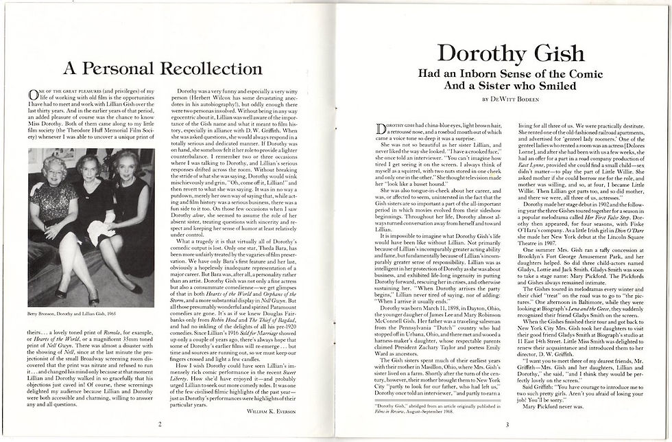 Thumbnail: REMEMBERING DOROTHY GISH (1986) Cinecon 22 Special Presentation Program