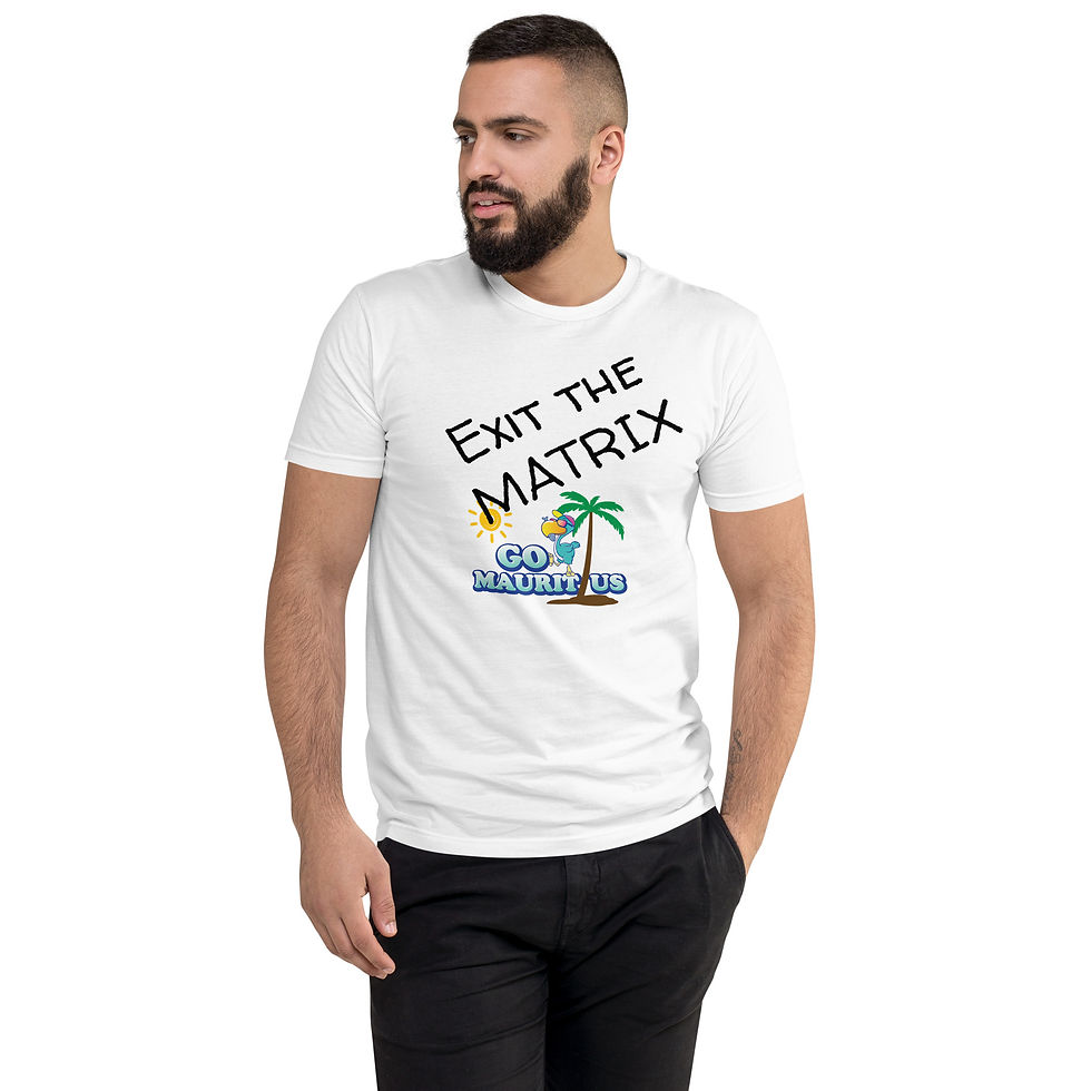 Miniaturbild: Ein Mann der unser unser T-shirt Exit the Matrix trägt