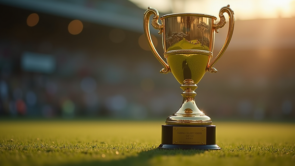 Close-up view of a custom engraved trophy celebrating a sports achievement