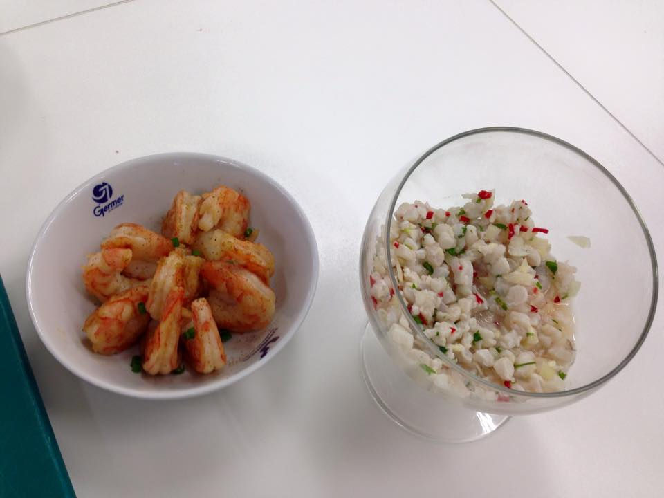 Ceviche e Camarões salteados