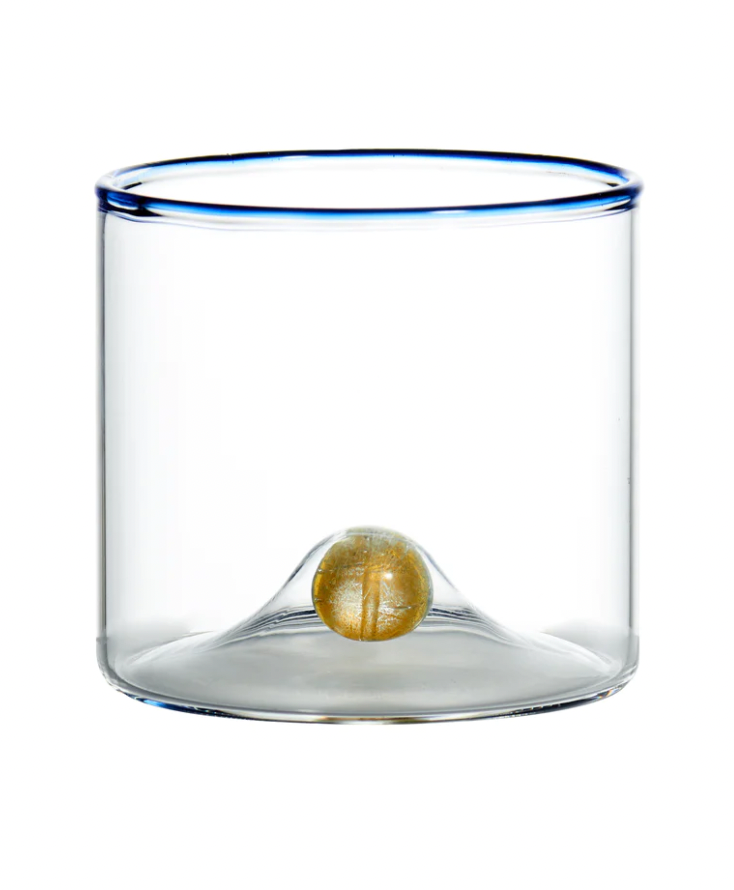 Golden Globe All-Purpose Wine Glass w/ Blue Trim, Set of 4
