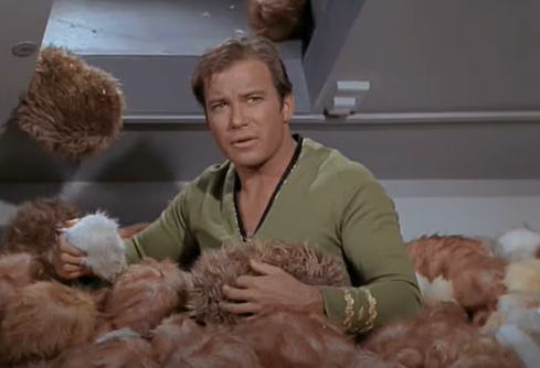 William Shatner as Captain James T Kirk in Tribbles