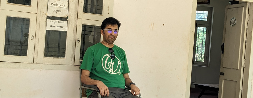 Me sitting on the Pyol or stoop of R K Narayan's house