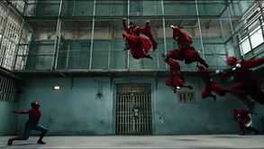 Tom Holland as Spider-Man fighting against the Hand