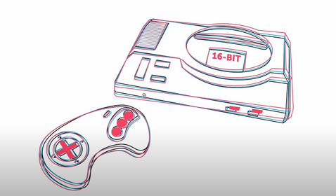 16 Bit Videogame device drawing