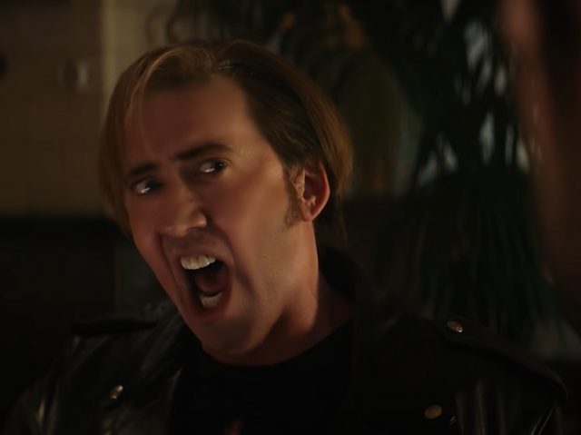 Nicholas Cage playing a fictionalized version of himself in The Unbearable Weight of Massive Talent
