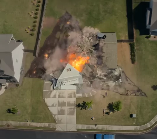 A house dropping into hell in The Bondsman Prime Video Series