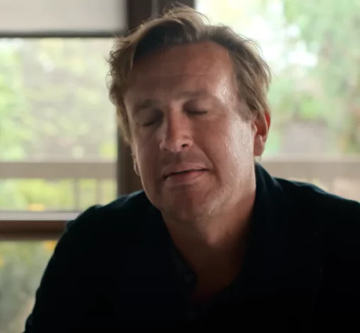 Jason Segel as Dr. Jimmy Laird in Shrinking Series looking exasperated