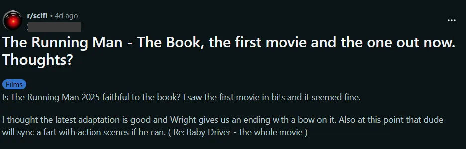 Reddit post and comments